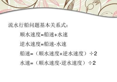 流水行船问题12个公式船速 顺水速度公式